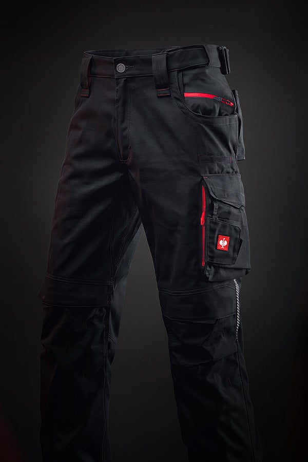 e.s.motion 2020 Bundhose in graphit/feuerrot.