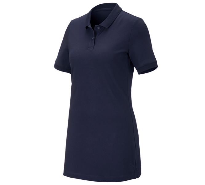 Hlavní náhled, Basics, e.s. Pique-Polo cotton stretch, dámské, long fit, tmavomodrá
