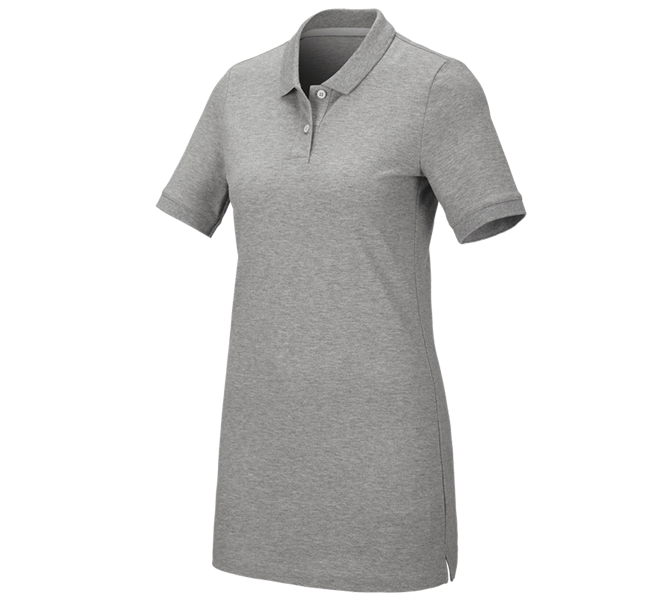 Hlavní náhled, Hledat, e.s. Pique-Polo cotton stretch, dámské, long fit, šedý melír