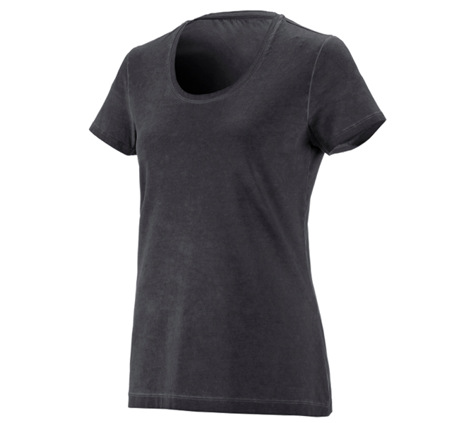 Hlavní náhled, Basics, e.s. Tričko vintage cotton stretch, dámská, oxidově černá vintage