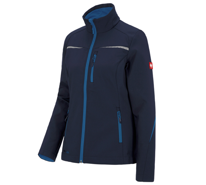 Hlavní náhled, Pracovní bundy, Softshellová bunda e.s.motion 2020, dámská, tmavomodrá/atol