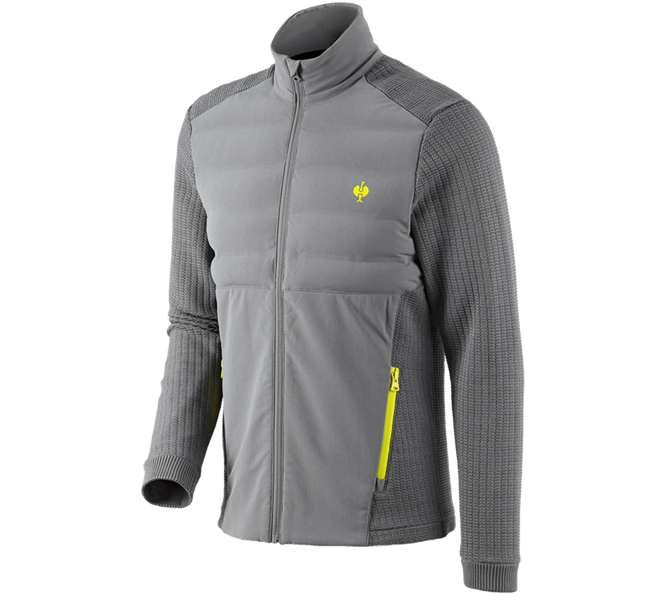 Hlavní náhled, e.s.trail, Úpletová bunda hybrid e.s.trail, čedičově šedá/acidově žlutá