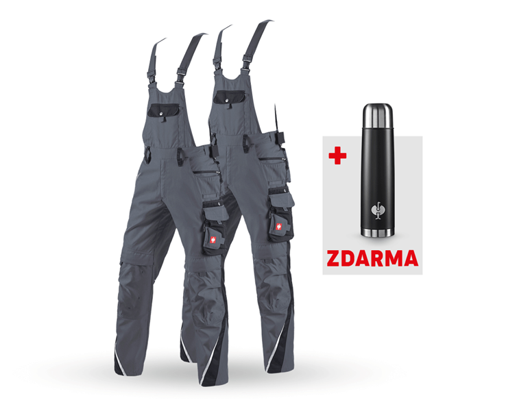 Hlavní náhled, Montérky, SADA: 2x Kalhoty s laclem e.s.motion, šedá/černá