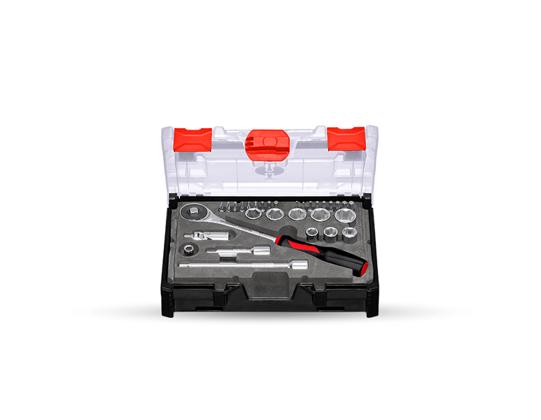 Hlavní náhled, Nástrčné klíče, Sada nástrčných ořechů lockfix 3/8 v STRAUSSboxu