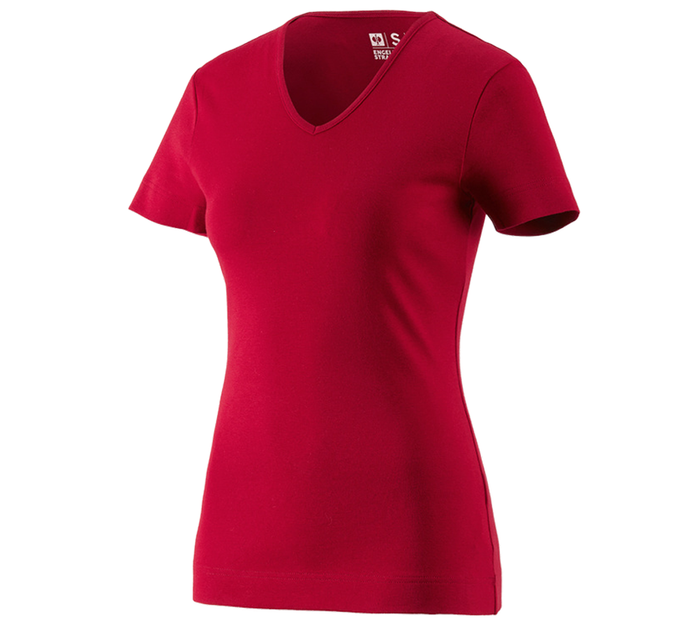 Témata: e.s. Tričko cotton V-Neck, dámské + červená
