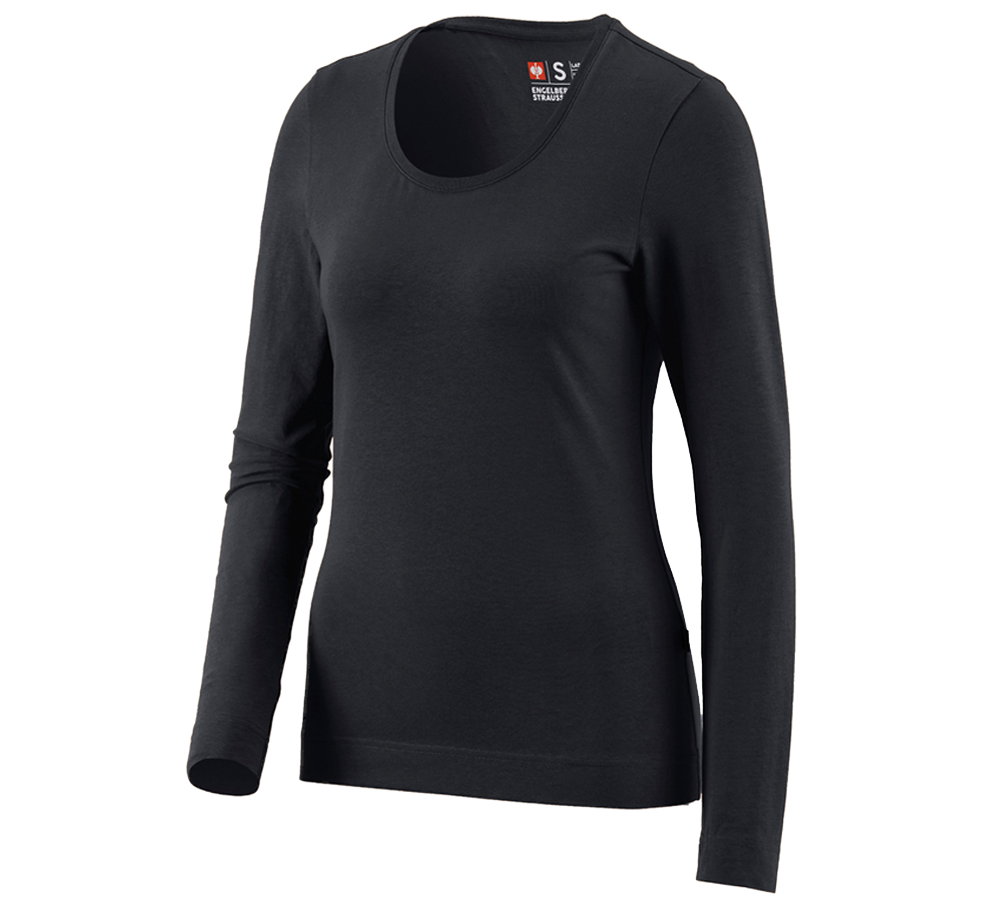 Trička | Svetry | Košile: e.s. triko s dlouhým rukávem cotton stretch,dámské + černá
