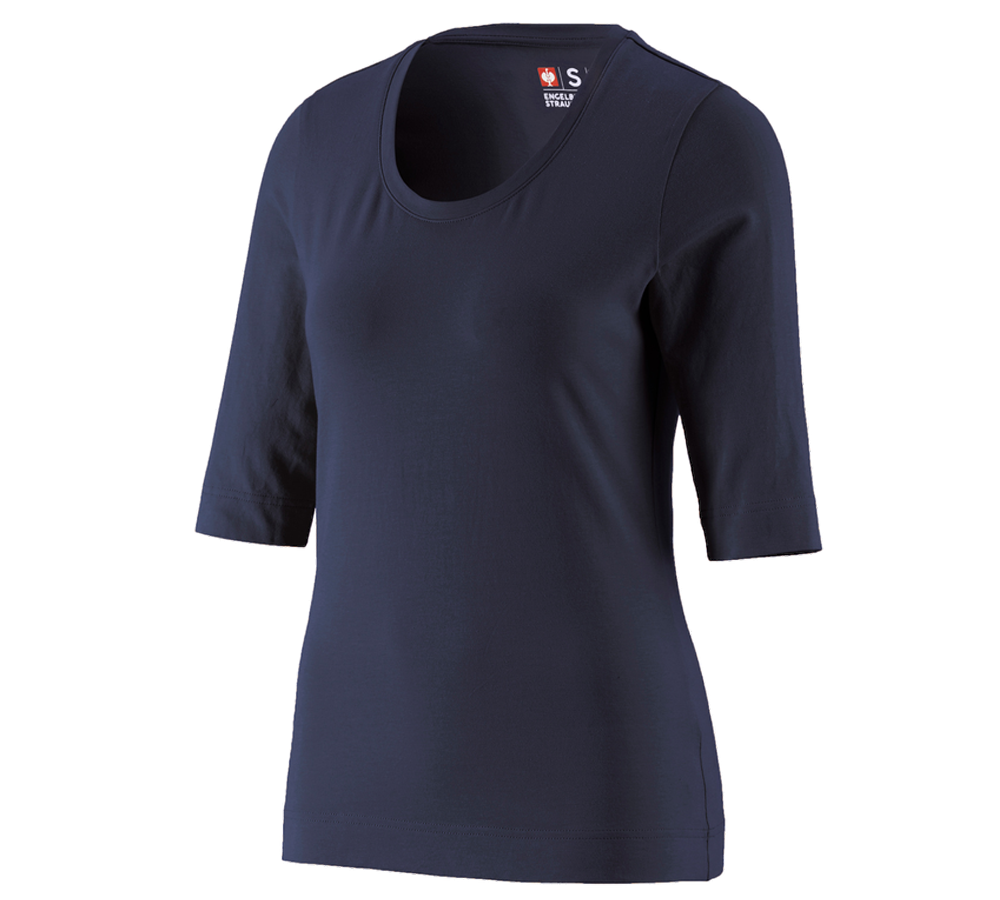 Trička | Svetry | Košile: e.s. Tričko s 3/4 rukávy cotton stretch, dámské + tmavomodrá