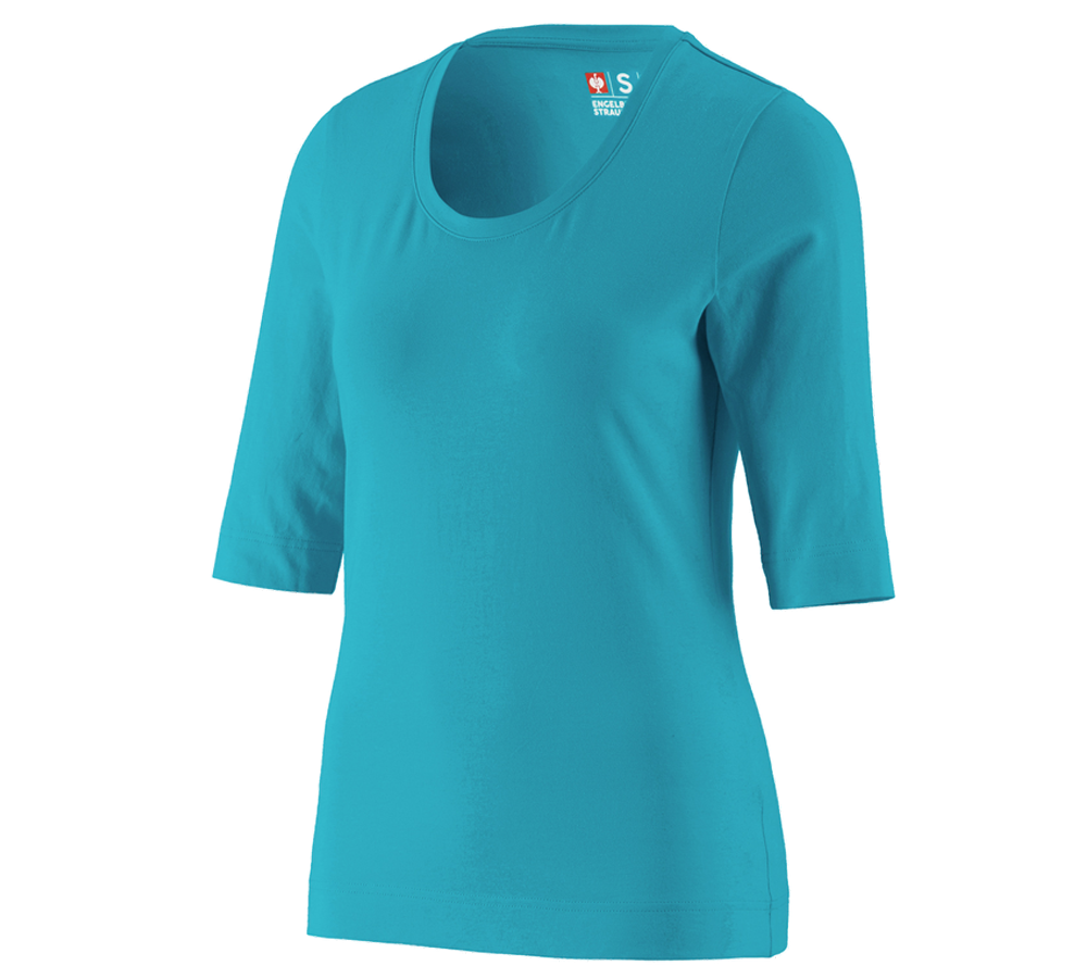 Trička | Svetry | Košile: e.s. Tričko s 3/4 rukávy cotton stretch, dámské + oceán