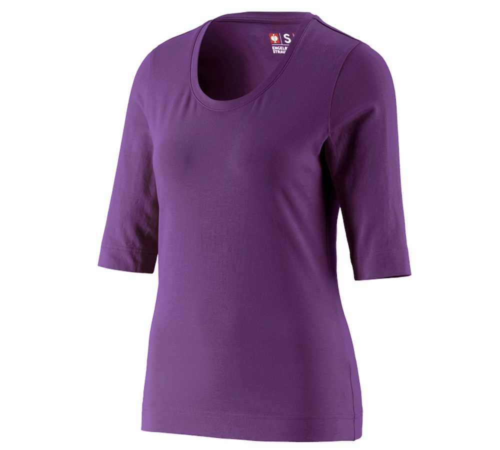 Trička | Svetry | Košile: e.s. Tričko s 3/4 rukávy cotton stretch, dámské + fialová
