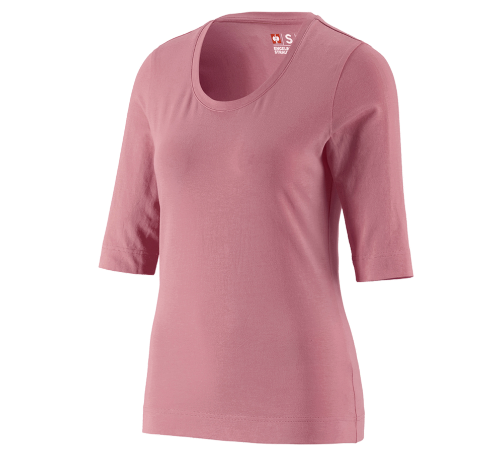 Trička | Svetry | Košile: e.s. Tričko s 3/4 rukávy cotton stretch, dámské + starorůžová