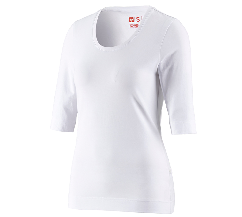 Trička | Svetry | Košile: e.s. Tričko s 3/4 rukávy cotton stretch, dámské + bílá