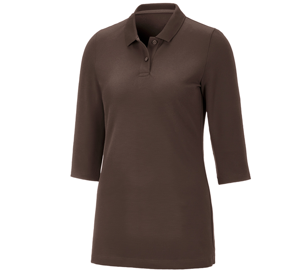 Trička | Svetry | Košile: e.s. Pique-Polo 3/4-rukávy cotton stretch, dámské + kaštan