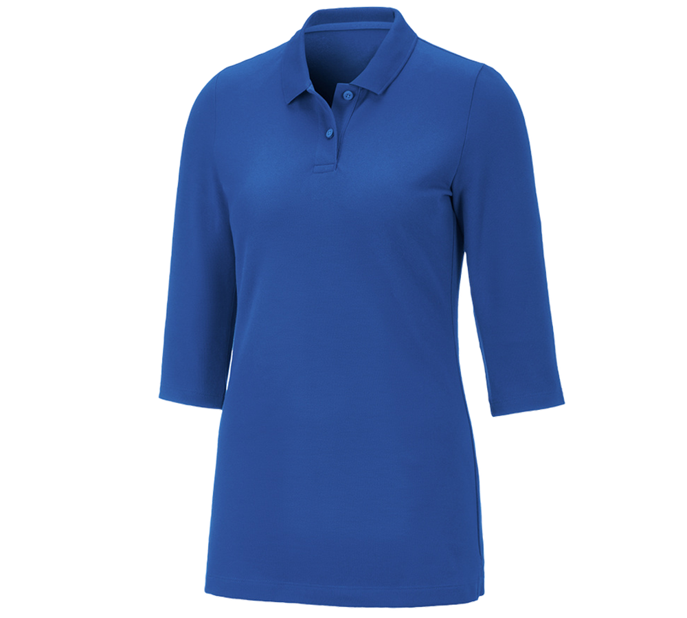 Trička | Svetry | Košile: e.s. Pique-Polo 3/4-rukávy cotton stretch, dámské + enciánově modrá