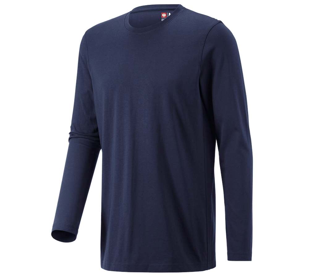 Trička, svetry & košile: e.s. triko s dlouhým rukávem cotton, long fit + tmavomodrá