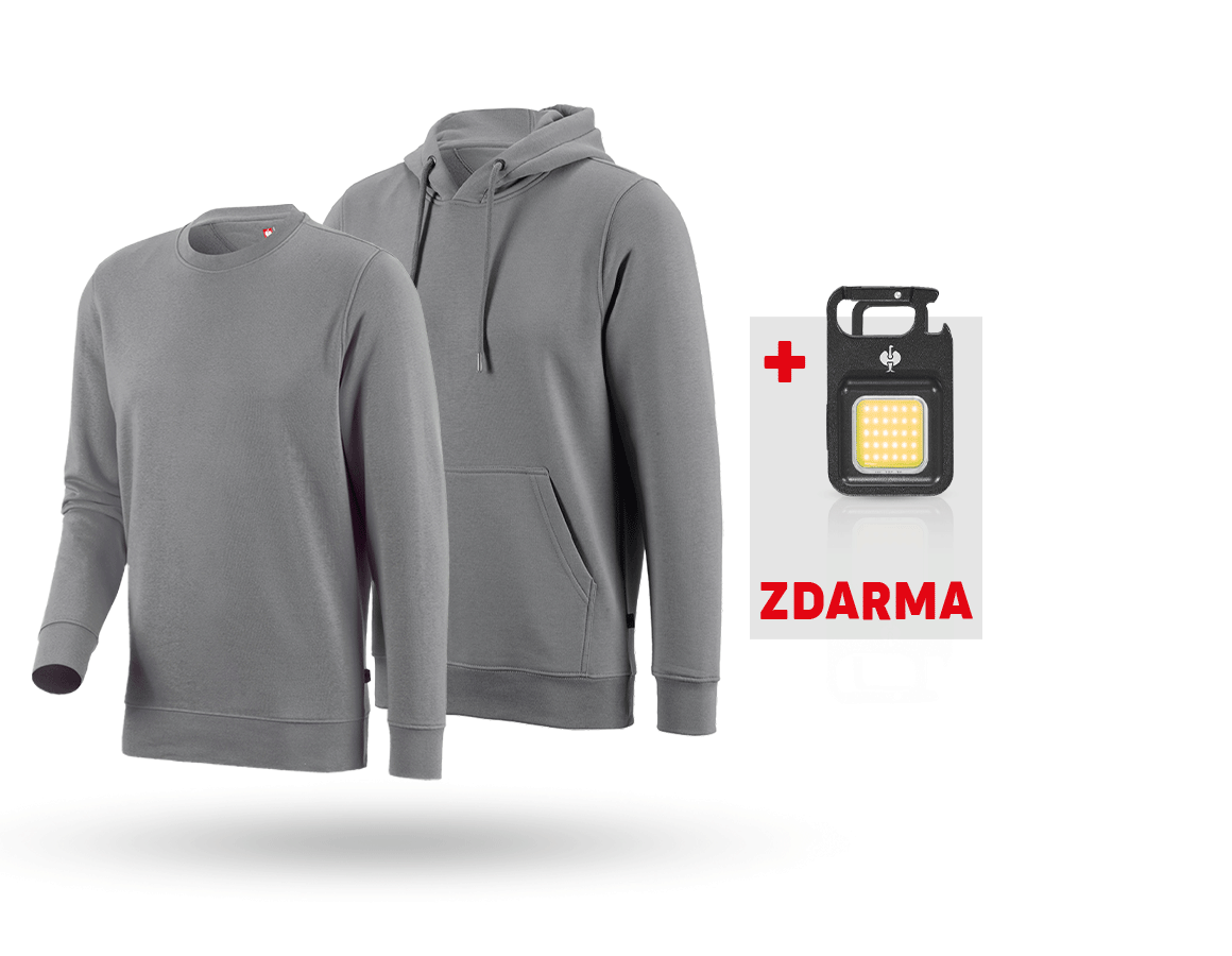 Oděvy: SADA: e.s. Mikina s kapucí + Mikina poly cotton + platinová