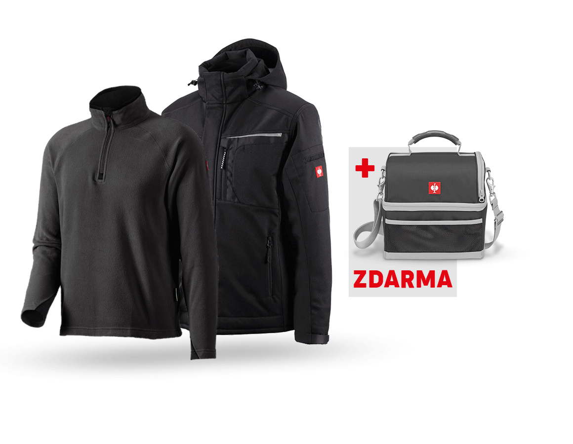 Oděvy: SADA: Softsh.bunda e.s.motion+troyer z microfleecu + černá