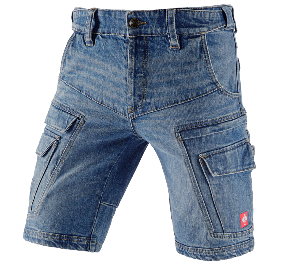 Pracovní kalhoty: e.s. Pracovní džínové šortky cargo POWER denim + stonewashed