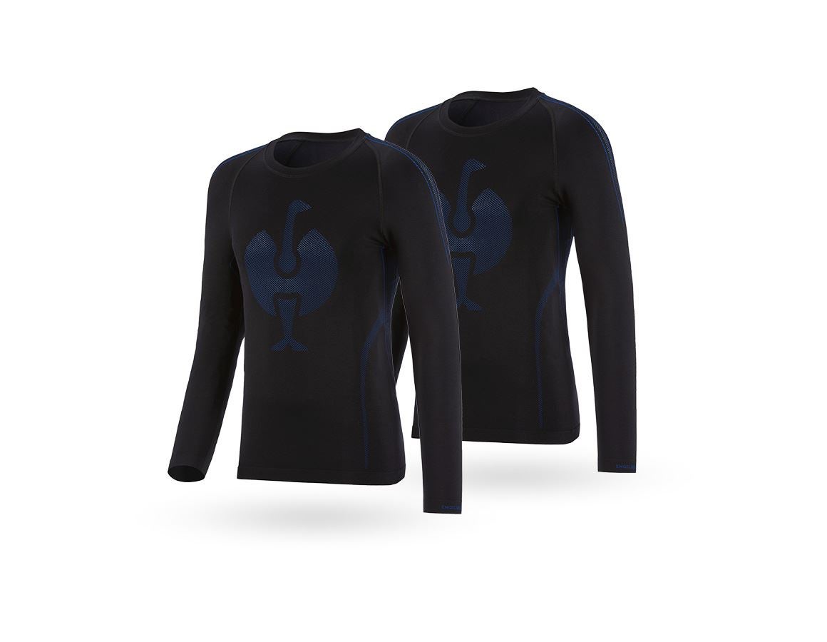 Spodní prádlo | Termo oblečení: Dvojbalení e.s. Funkční longsleeve seamless – warm + černá/enciánově modrá