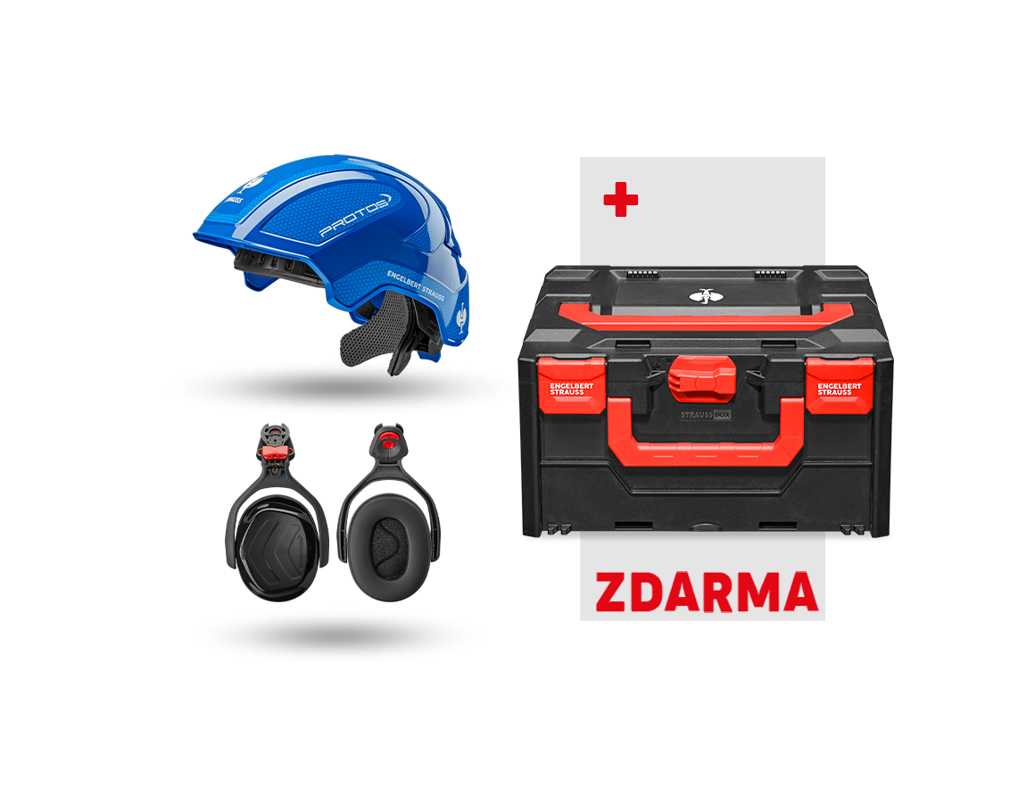 Větší dárky: Sada Prac. ochrana Protos + ZDARMA STRAUSSbox 215 + modrá/enciánově modrá