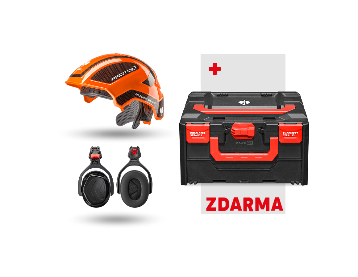 Větší dárky: Sada Prac. ochrana Protos + ZDARMA STRAUSSbox 215 + oranžová/černá