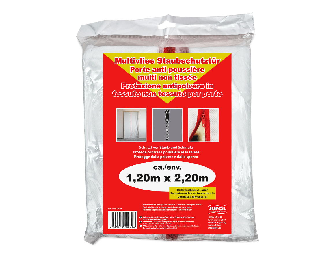 Zakrývací fólie: Multivlies. protiprach. dveře se zipem 120x220mm