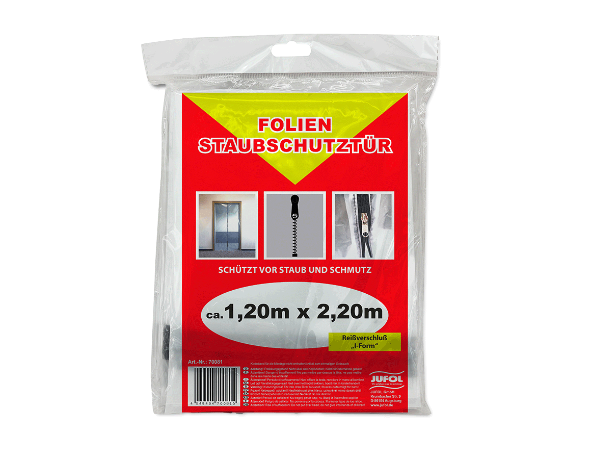 Zakrývací fólie: Fóliové protiprach. dveře se zipem 120x220mm