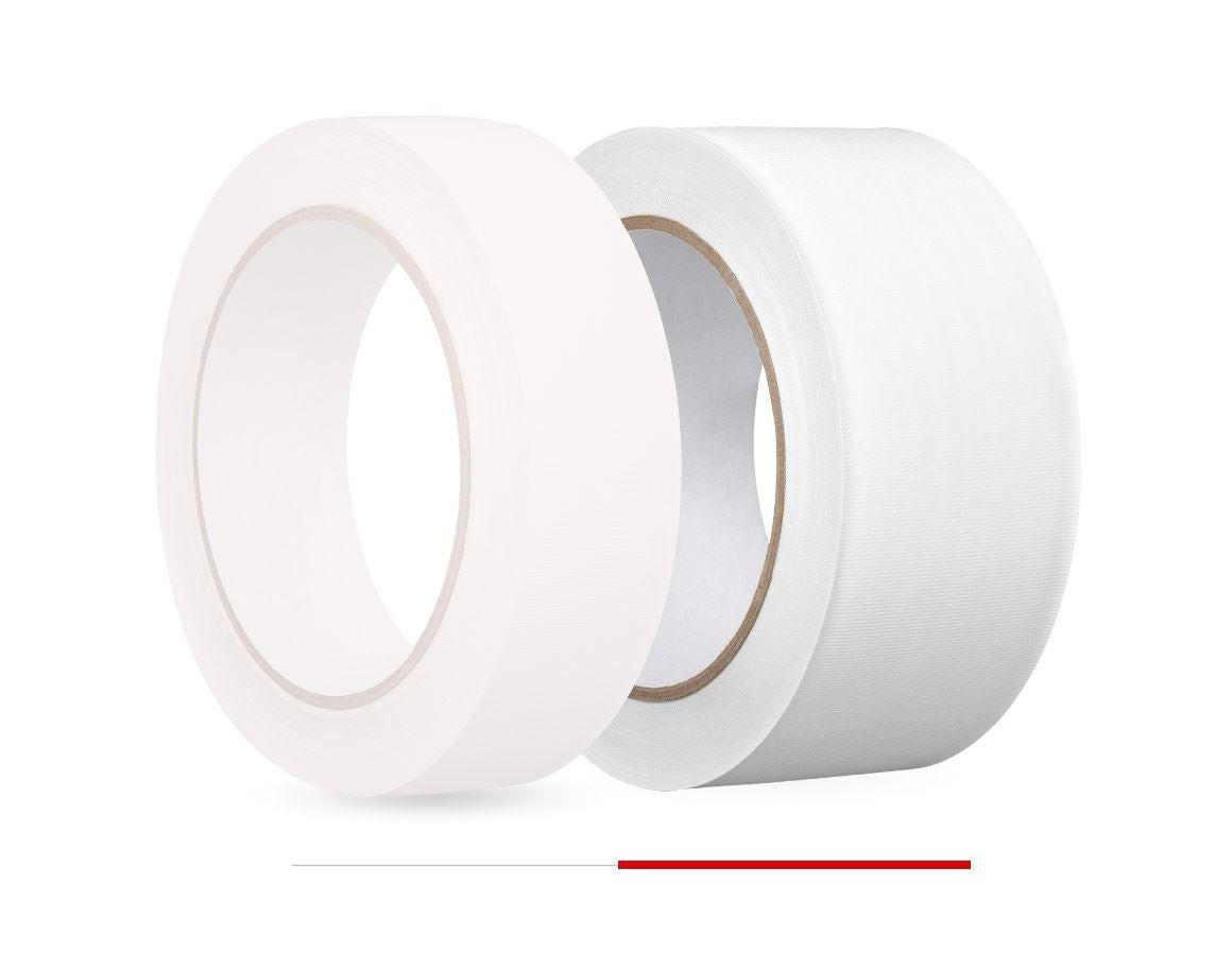 Plastové pásky | krepové pásky: Plastová lepicí páska, žlutá a bílá + bílá