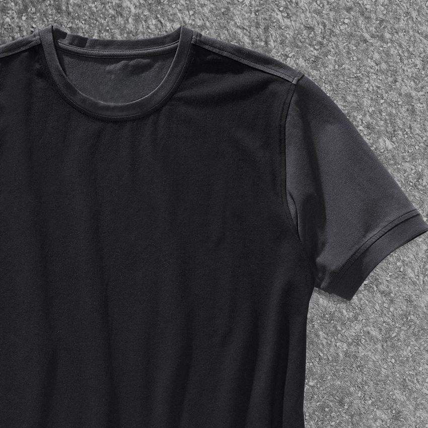 Trička, svetry & košile: e.s. Tričko cotton stretch bicolor + černá/grafit 2
