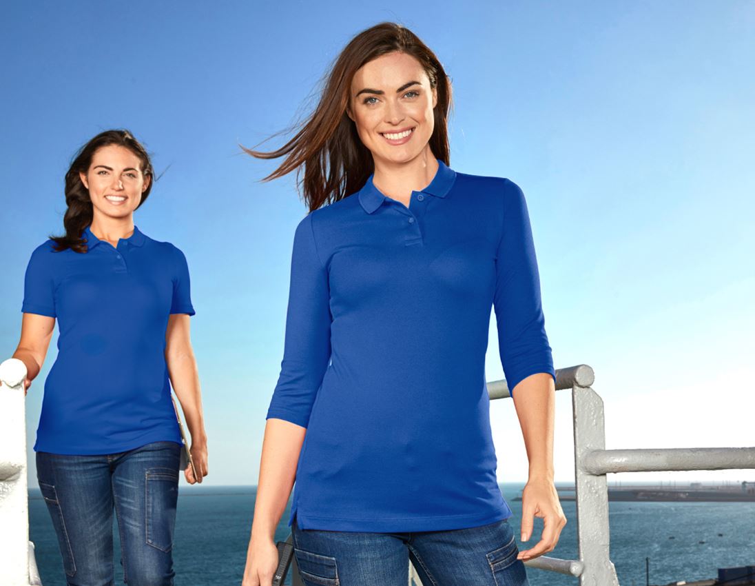 Trička | Svetry | Košile: e.s. Pique-Polo 3/4-rukávy cotton stretch, dámské + enciánově modrá 2