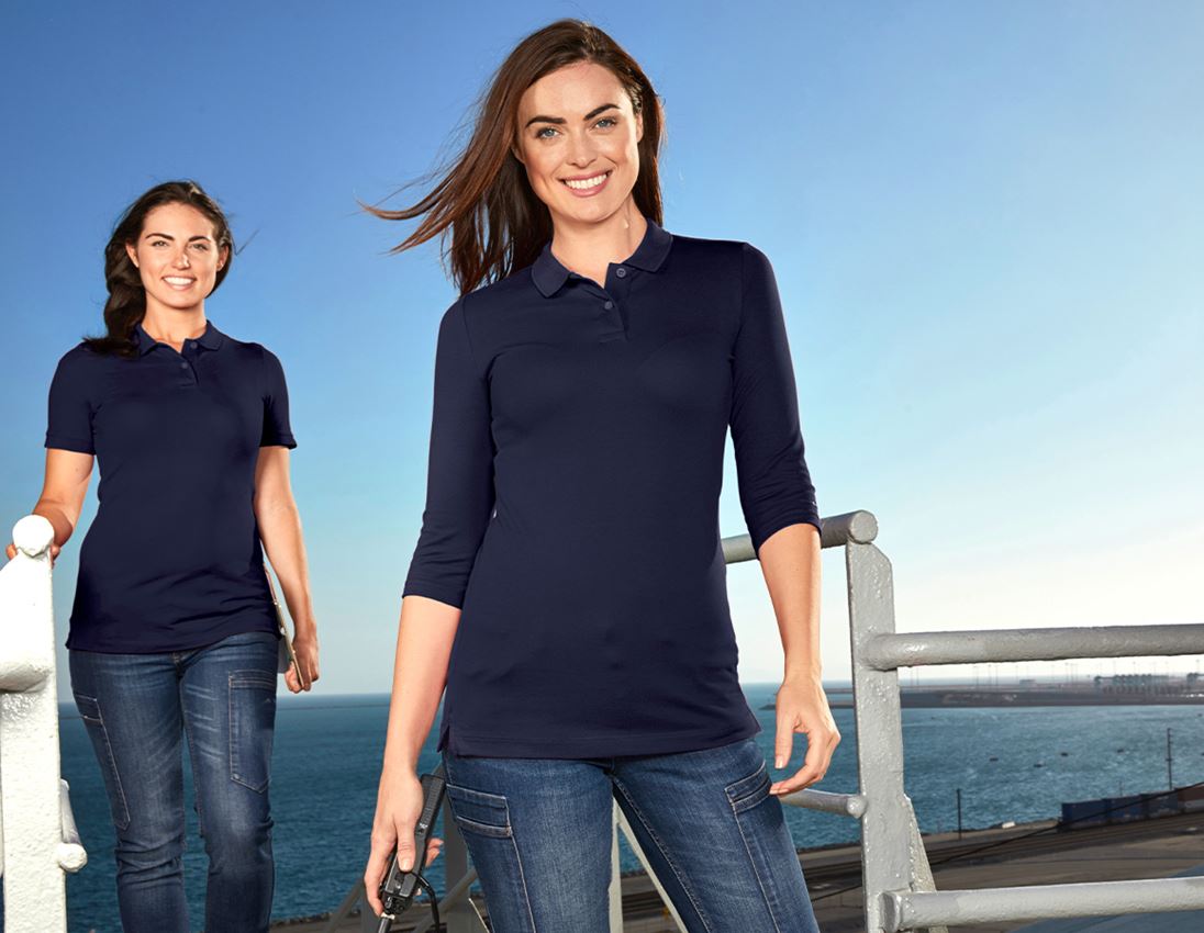 Trička | Svetry | Košile: e.s. Pique-Polo 3/4-rukávy cotton stretch, dámské + tmavomodrá 2