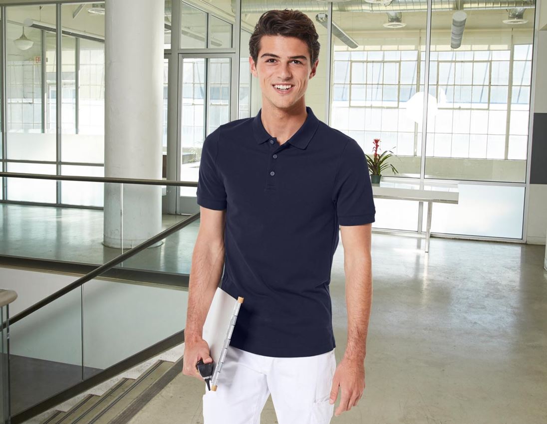 Trička, svetry & košile: e.s. Pique-Polo cotton stretch, slim fit + tmavomodrá