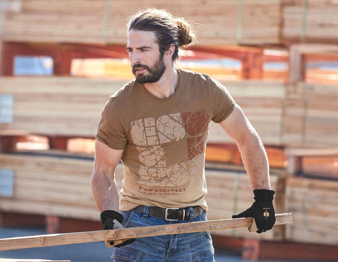 Trička, svetry & košile: e.s. Tričko denim workwear + světle hnědá vintage