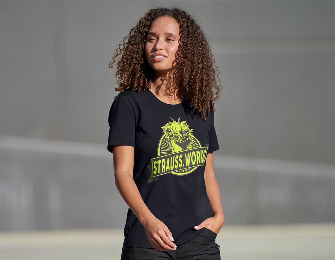 Oděvy: e.s. Tričko strauss works, dámské + černá/výstražná žlutá 1