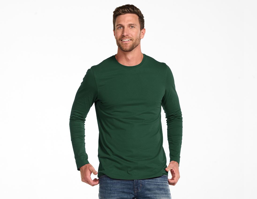 Trička, svetry & košile: e.s. triko s dlouhým rukávem cotton, long fit + zelená