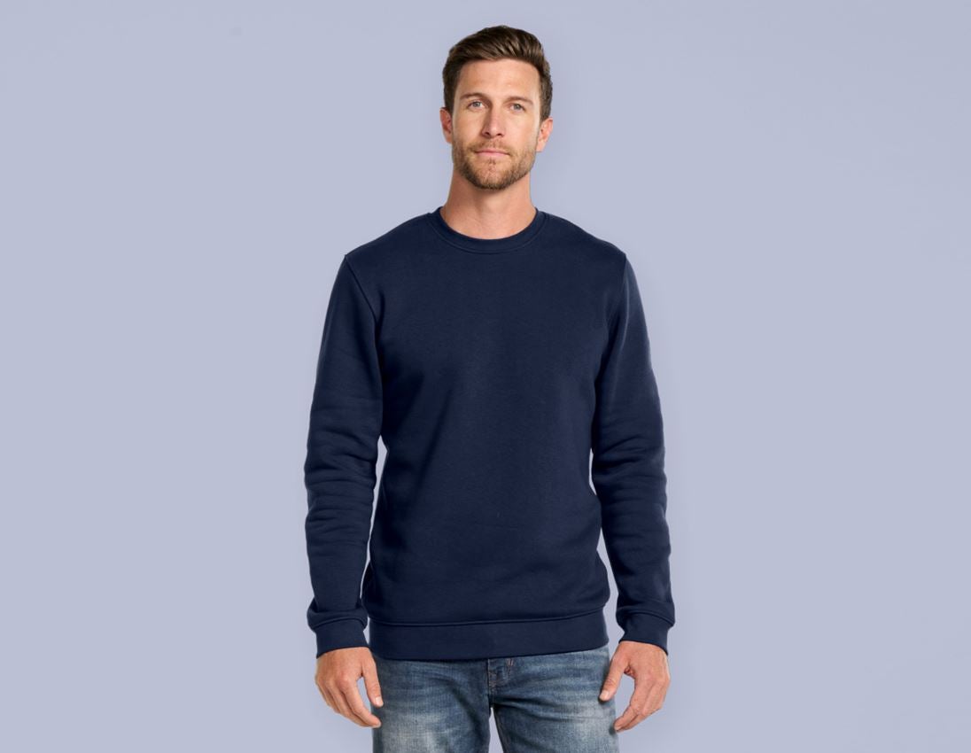 Trička, svetry & košile: e.s. Mikina poly cotton, long fit + tmavomodrá