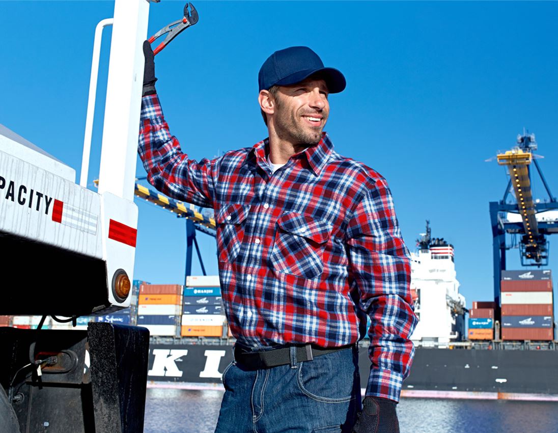 Trička, svetry & košile: Bavlněná košile Bergen, extra dlouhá + červená/tmavomodrá/kobalt