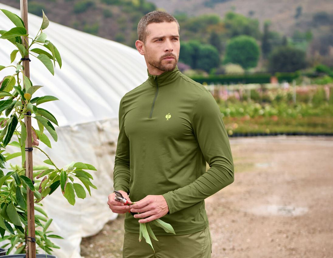 Oděvy: Funkční troyer Longsleeve UV e.s.trail + jalovcová zelená/citronově zelená