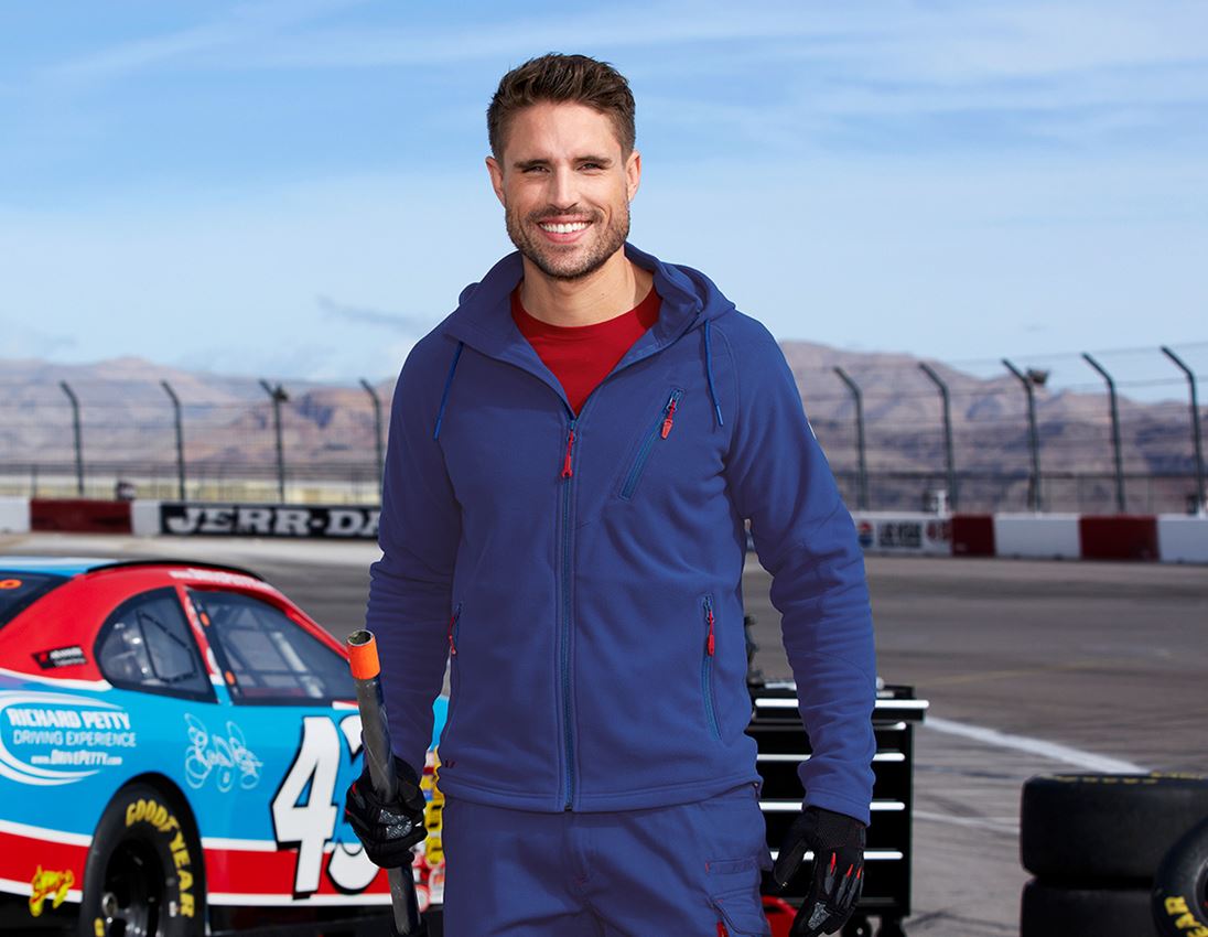 Pracovní bundy: Fleecová bunda s kapucí e.s.motion 2020 + modrá chrpa