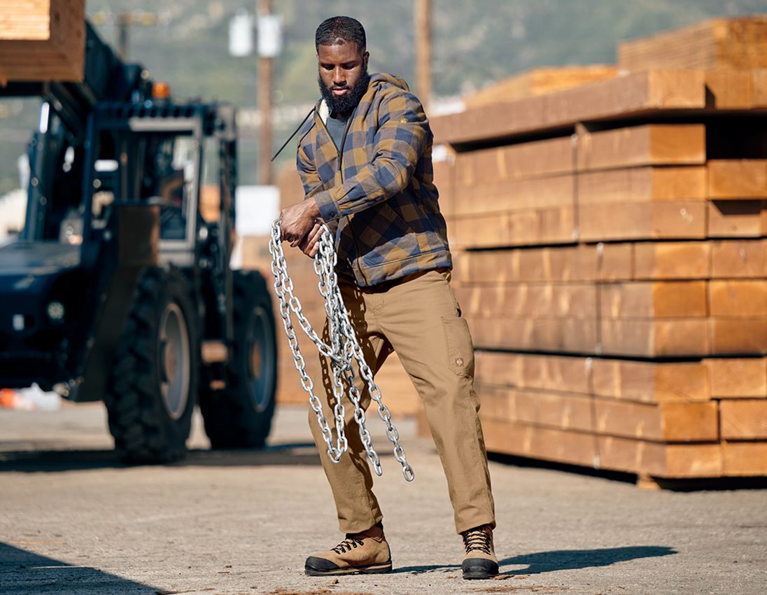 Témata: Károvaná bunda s kapucí e.s.iconic + mandlově hnědá/oxidově modrá 2