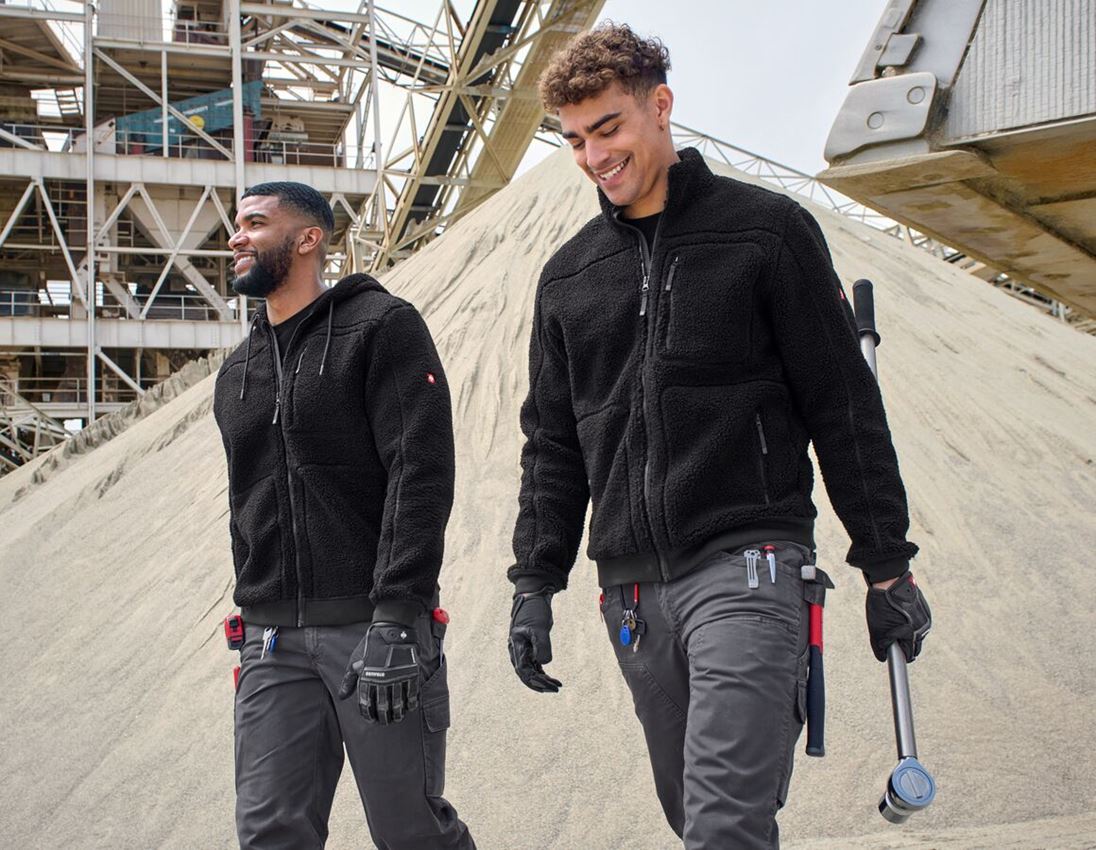 Pracovní bundy: Bunda s kapucí vlákenného rouna e.s.e:pic + černá 3