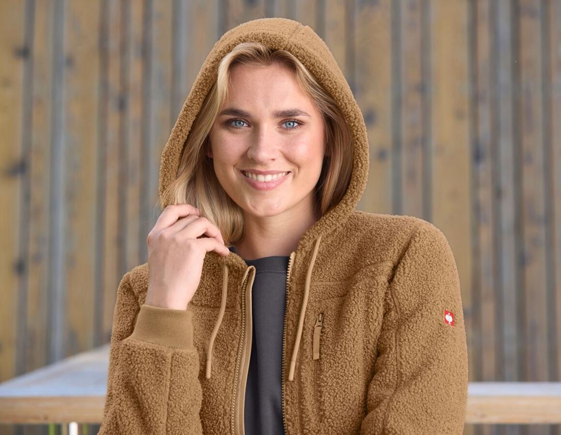 Pracovní bundy: Bunda s kapucí vlákenného rouna e.s.e:pic, dámská + mandlově hnědá 5