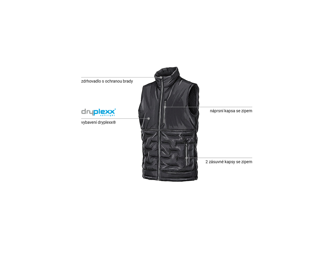 Témata: Zimní vesta Padded e.s.line.core + černá/platinová 1