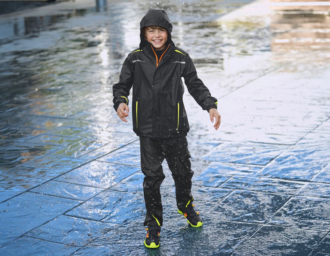 Kalhoty: Kalhoty do deště e.s.motion 2020 superflex, dětské + černá/výstražná žlutá/výstražná oranžová 2