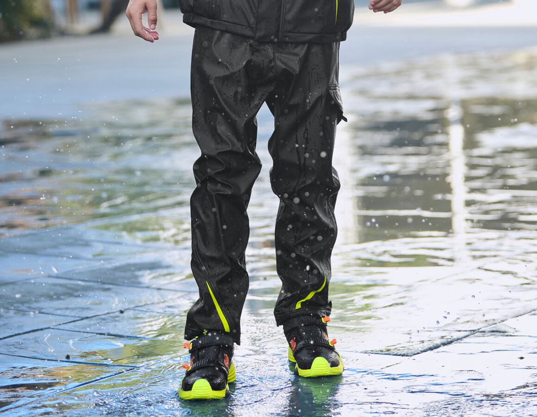 Kalhoty: Kalhoty do deště e.s.motion 2020 superflex, dětské + černá/výstražná žlutá/výstražná oranžová