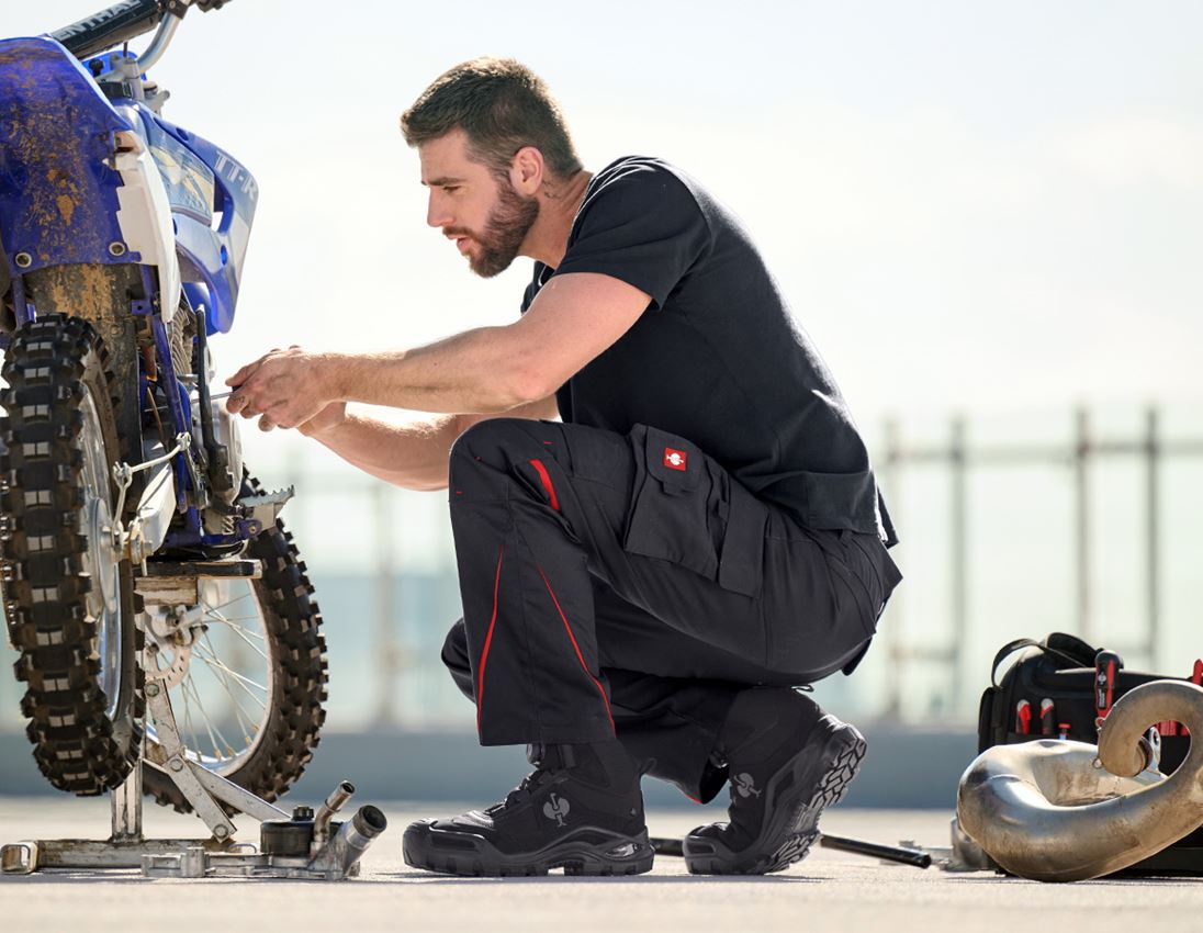 Pracovní kalhoty: Kalhoty do pasu e.s.motion DIY + černá/strauss červená 2