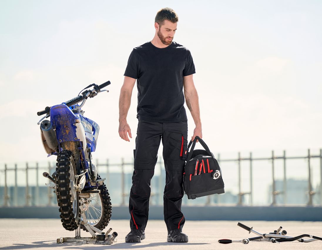 Pracovní kalhoty: Kalhoty do pasu e.s.motion DIY + černá/strauss červená 3