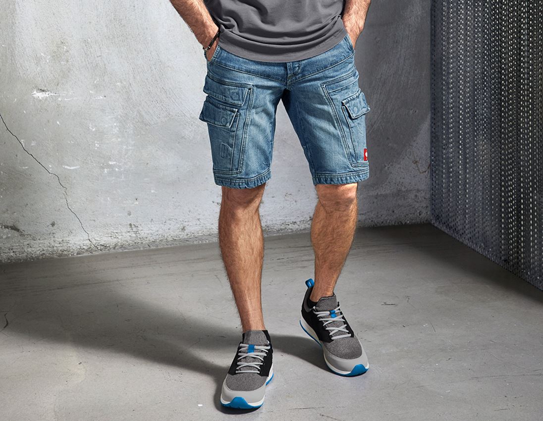 Pracovní kalhoty: e.s. Pracovní džínové šortky cargo POWER denim + stonewashed