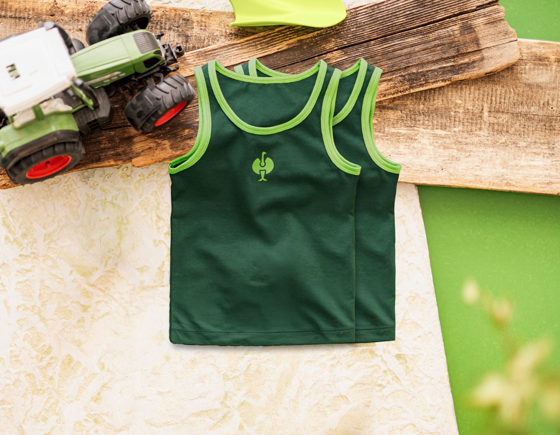 Oděvy: e.s. Tílko cotton stretch, 2 ks v balení, dětská + zelená/mořská zelená