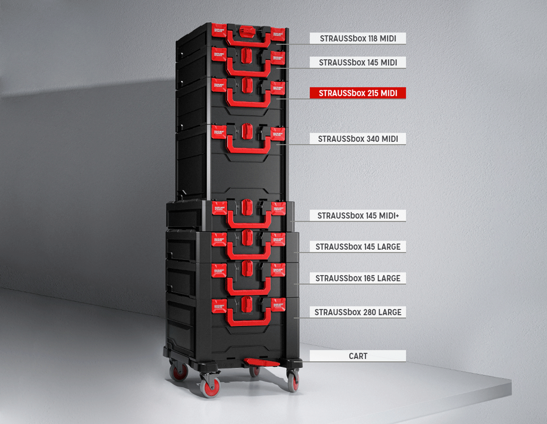 STRAUSSbox Systém: STRAUSSbox 215 midi + černá/červená