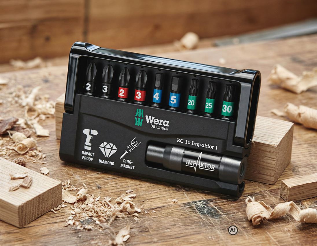 Vygenerováno / upraveno pomocí AI - Nářadí: Wera Bit-Check 10 Impaktor, 10dílná sada